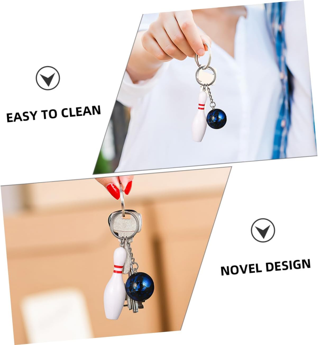 8pcs Bowling Keychains Sports Themed Keyring Packs for Parties