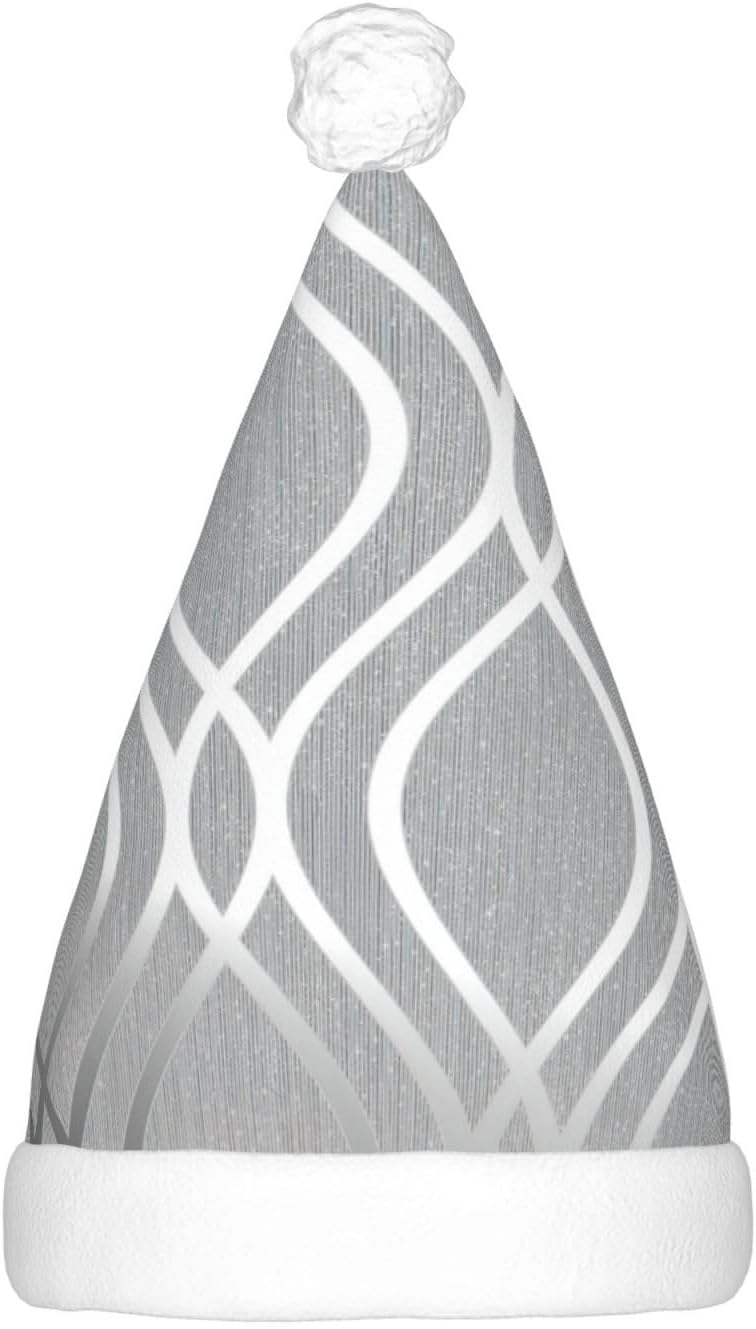 Silver Geometric Print LED Christmas Hat for Adults
