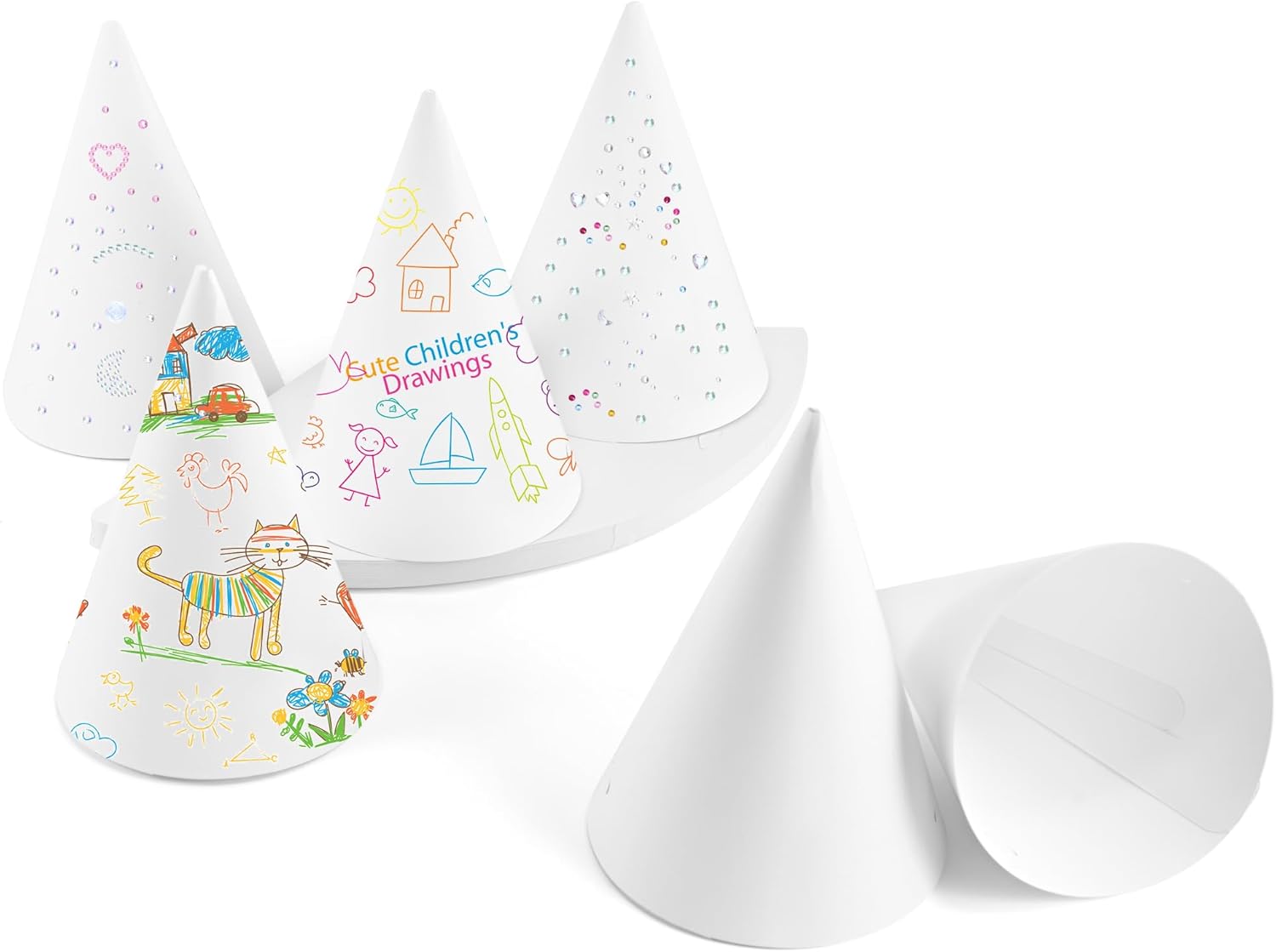 CANREVEL 50 White Party Hats for Kids and Adults