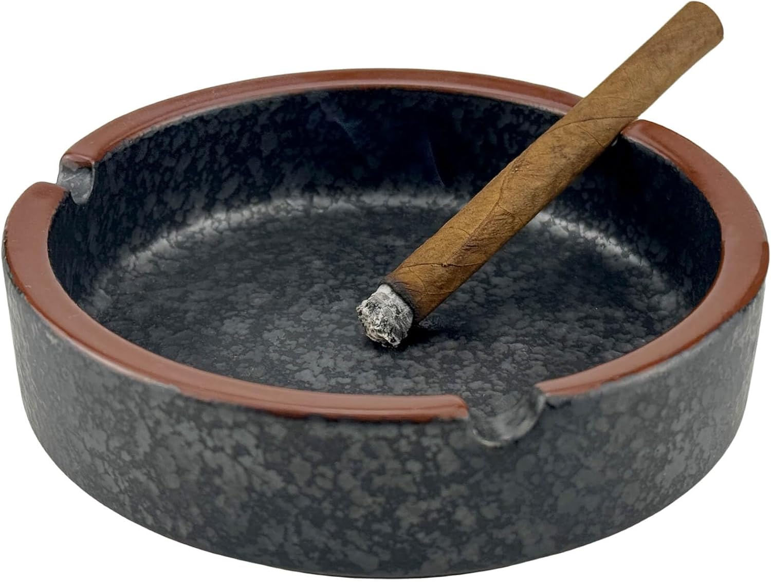 Stylish Ceramic Ashtray Black Lava Medium