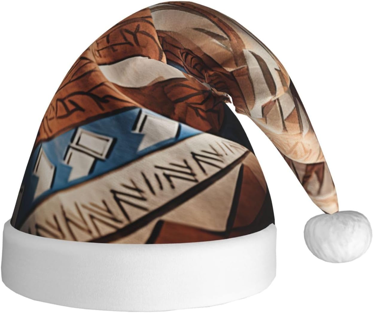 QINZHENG Native Pattern Print Santa Hat for Women