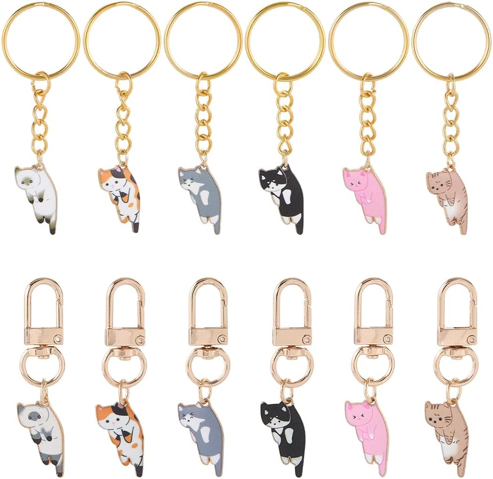 CRASPIRE 24 Pcs Cartoon Cat Keychain Pack