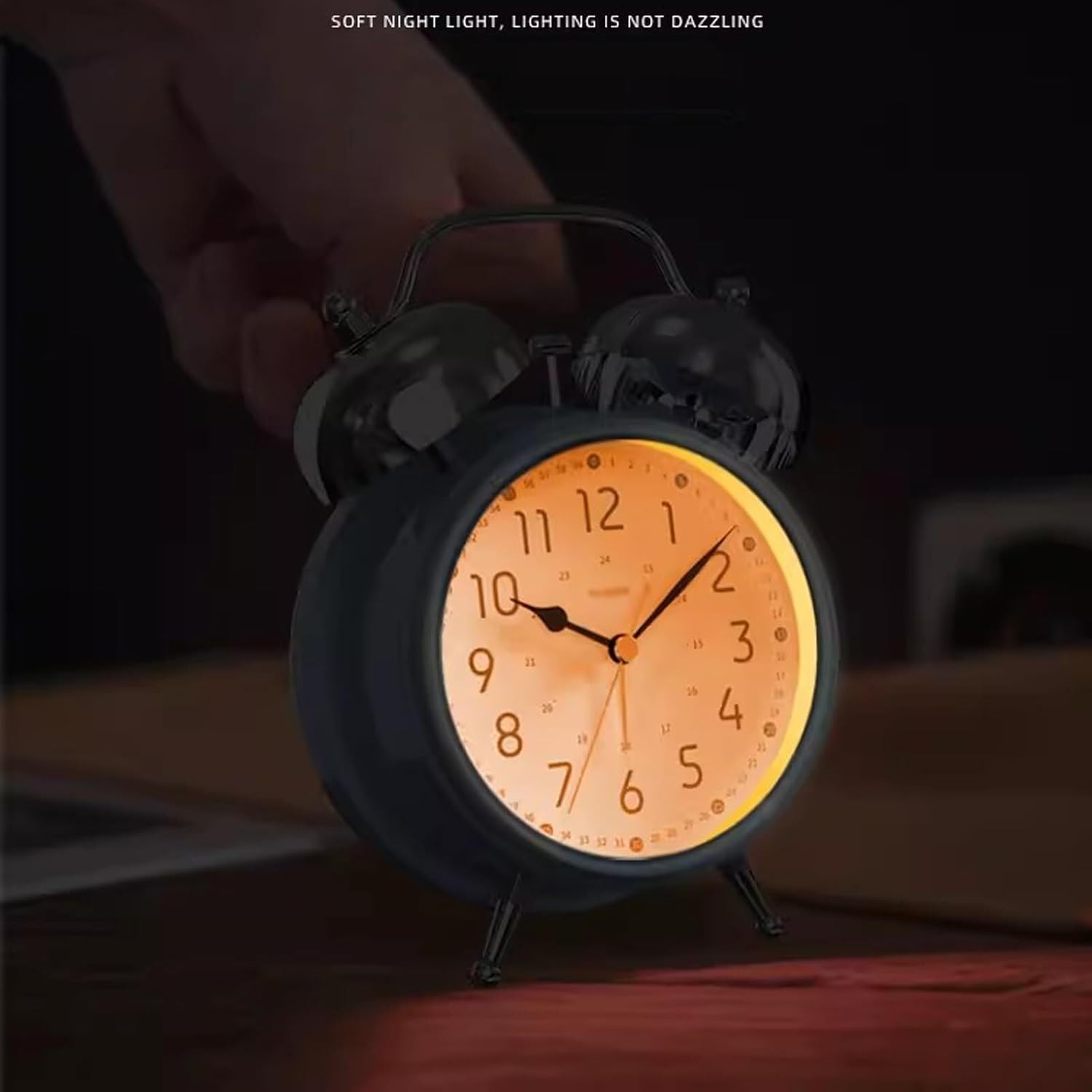 Kids Double Bell Alarm Clock with Digital Night Light