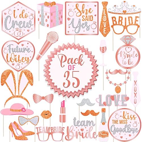 KatchOn Bachelorette Photo Booth Props Set - 35 Piece Rose Gold
