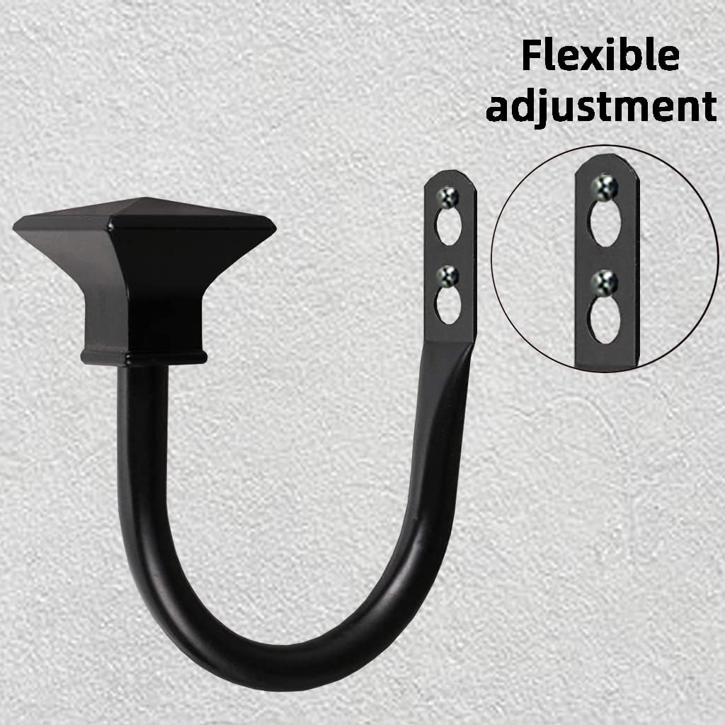 2Pcs Square Metal Curtain Holdbacks with Screws Black