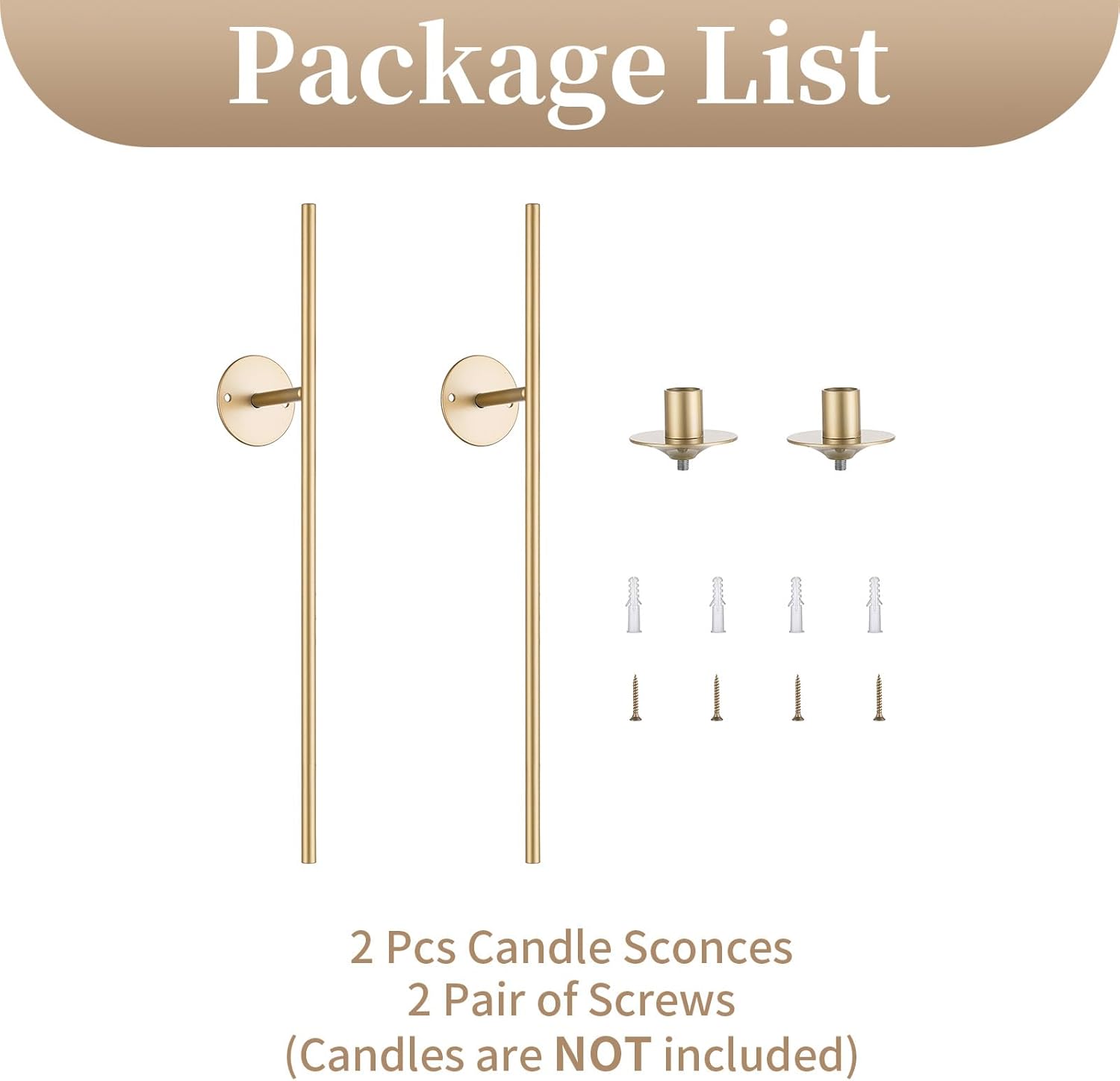 Sziqiqi Gold Wall Candle Sconces Set of 2