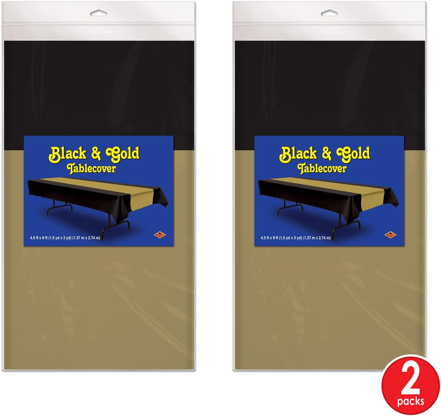 Beistle Black and Gold Plastic Tablecover Pack of 2 1
