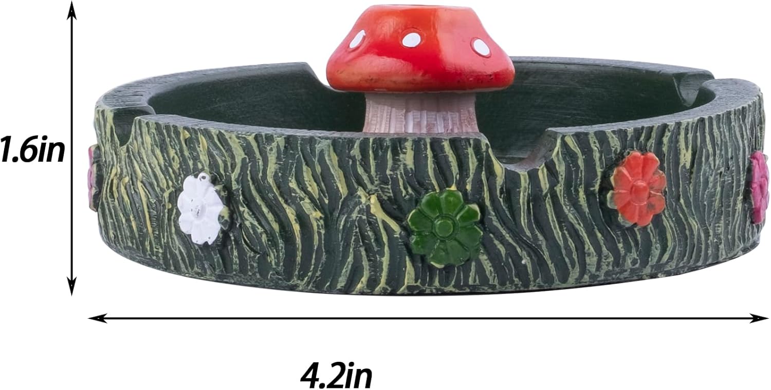 Cute Mushroom Resin Ashtray for Cigarettes Green Design