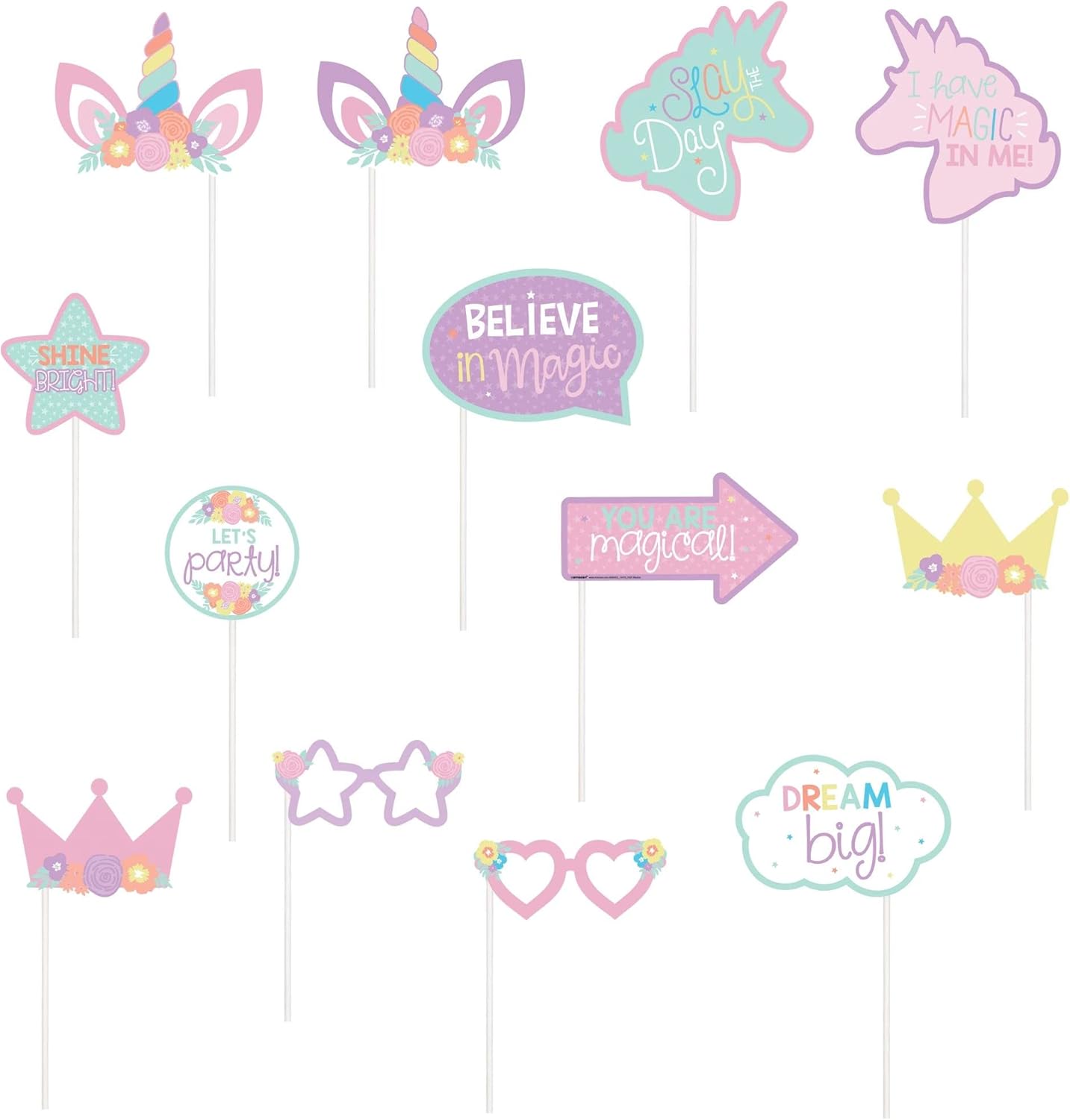 Sparkling Unicorn Photo Props Pack of 13
