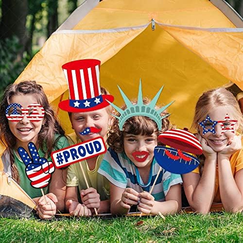 25 Pcs Patriotic Photo Booth Props for 4th of July