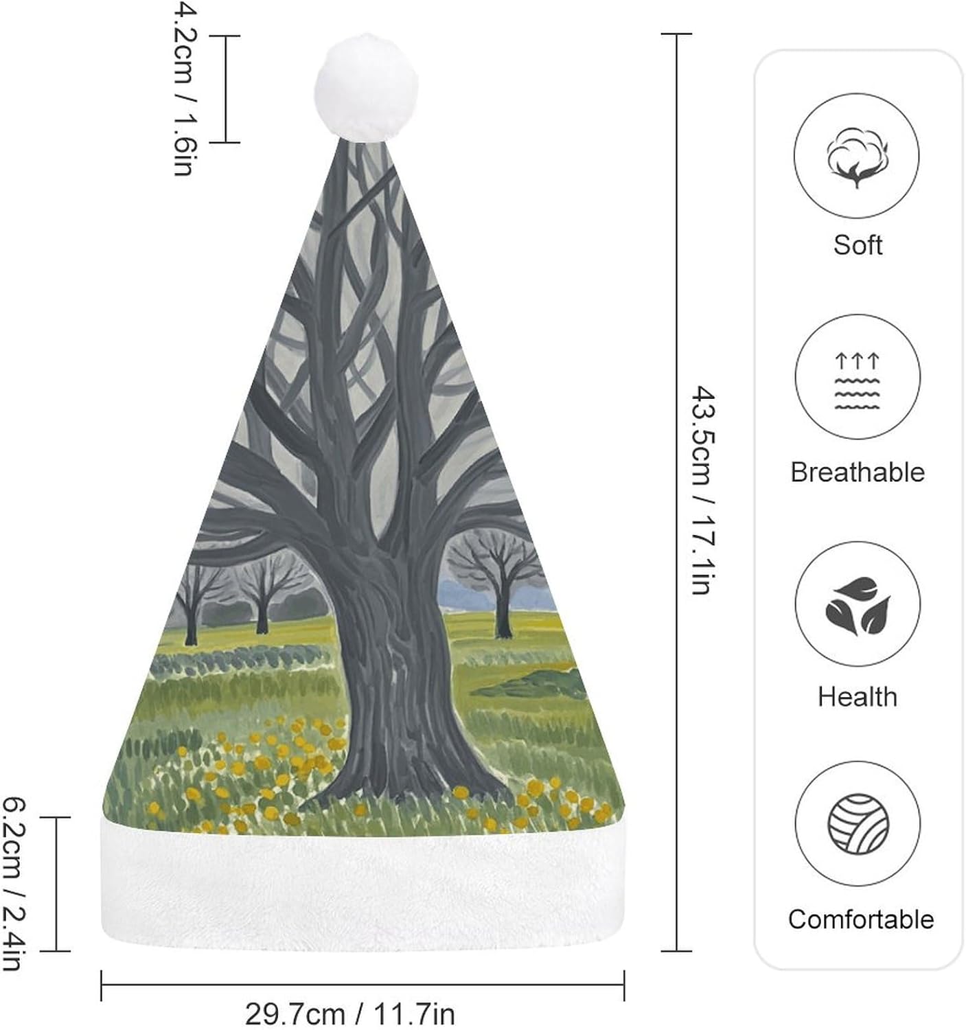 Santa Hat with Gray Tree Christmas Party Headwear