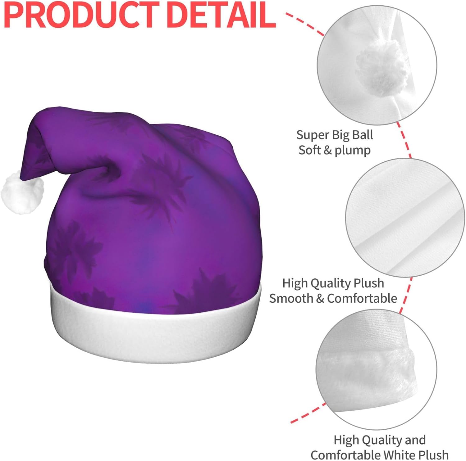 QINZHENG Purple Haze04 Print Santa Hat with LED Lights