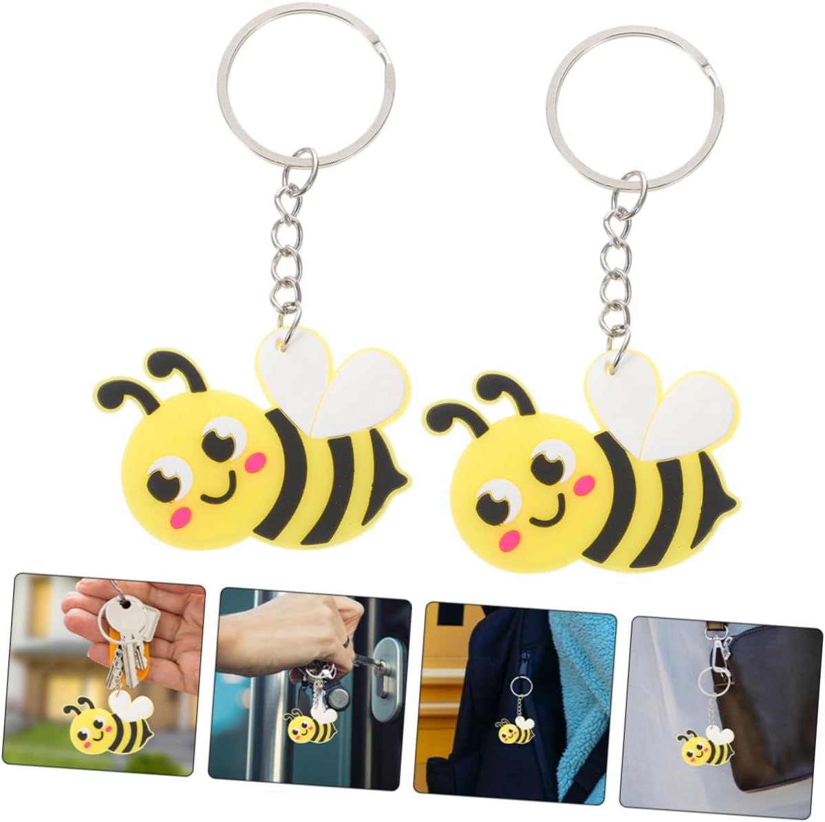 Cabilock 20pcs Cute Bee Keychain Pendant for Backpacks and Party Favors