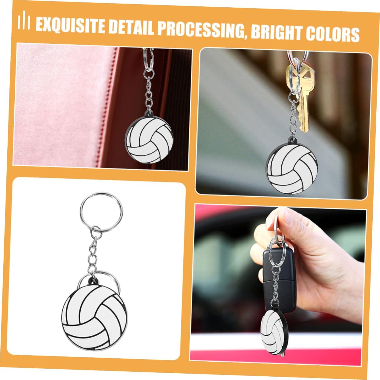 BESPORTBLE 16-Piece PVC Volleyball Keychain Set