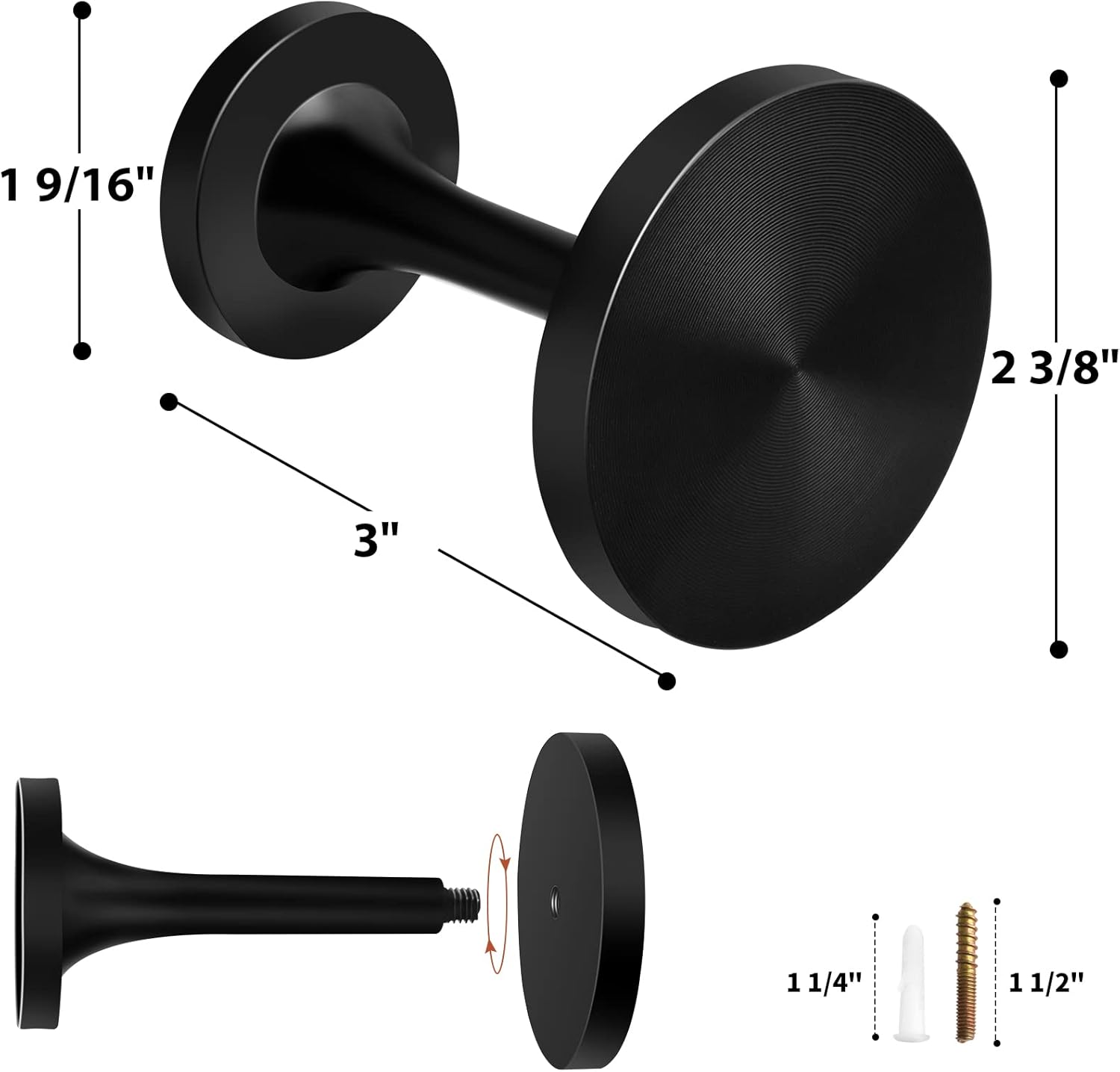 4 Pack Black Metal Curtain Holdbacks with Screws