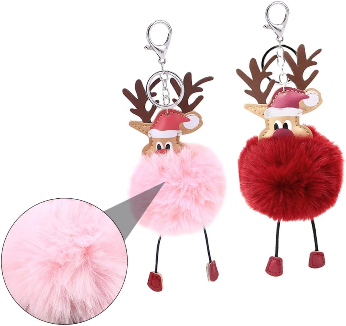 2pcs Christmas Elk Keychain Key Holder for Bags