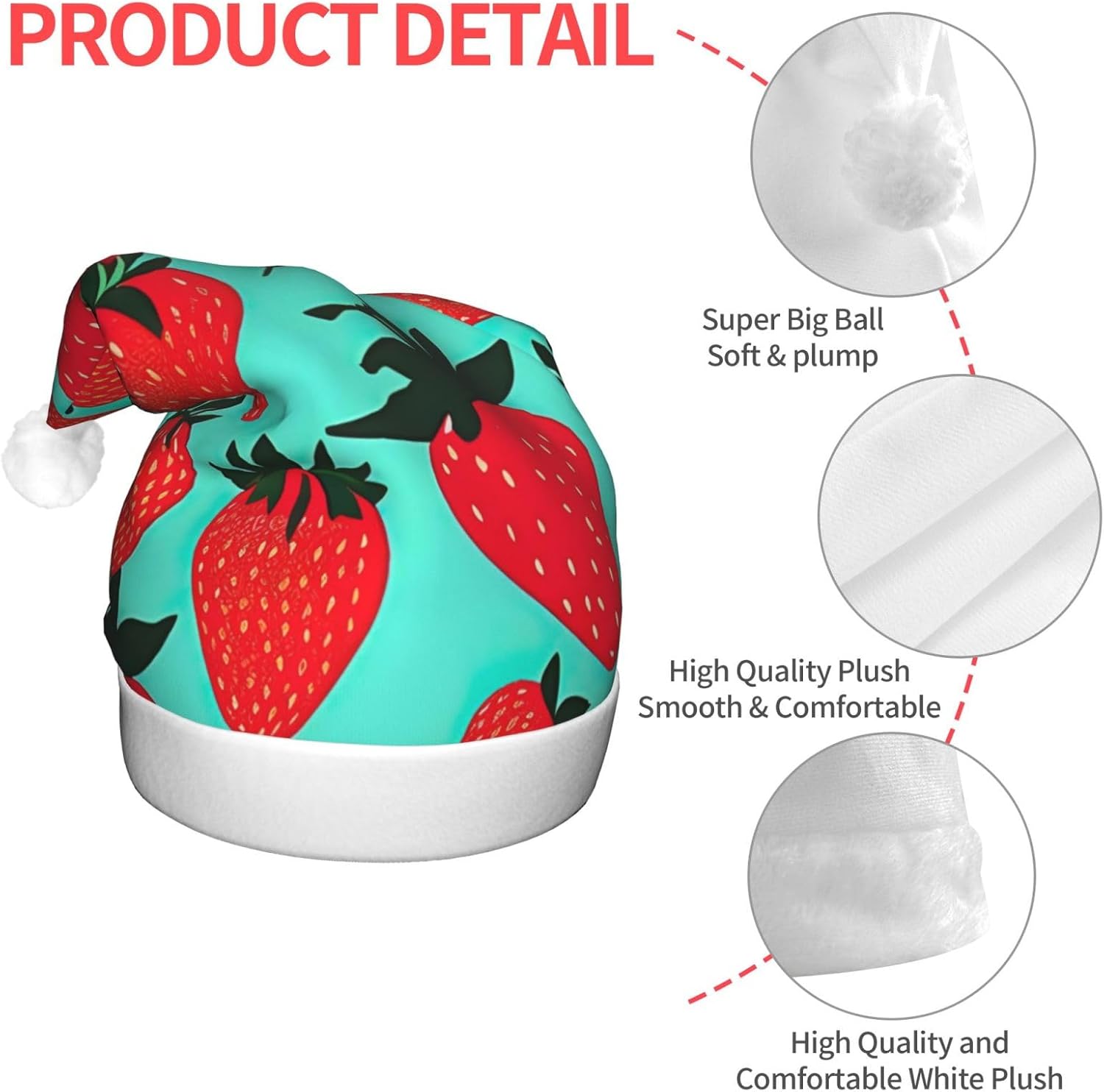 QINZHENG LED Light Up Strawberry Santa Hat for Adults Christmas Party Hat