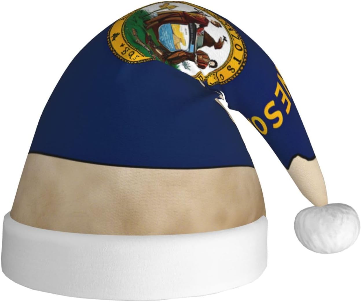 QINZHENG Abstract Minnesota Flag Santa Hat Velvet Plush Christmas Gift for Women