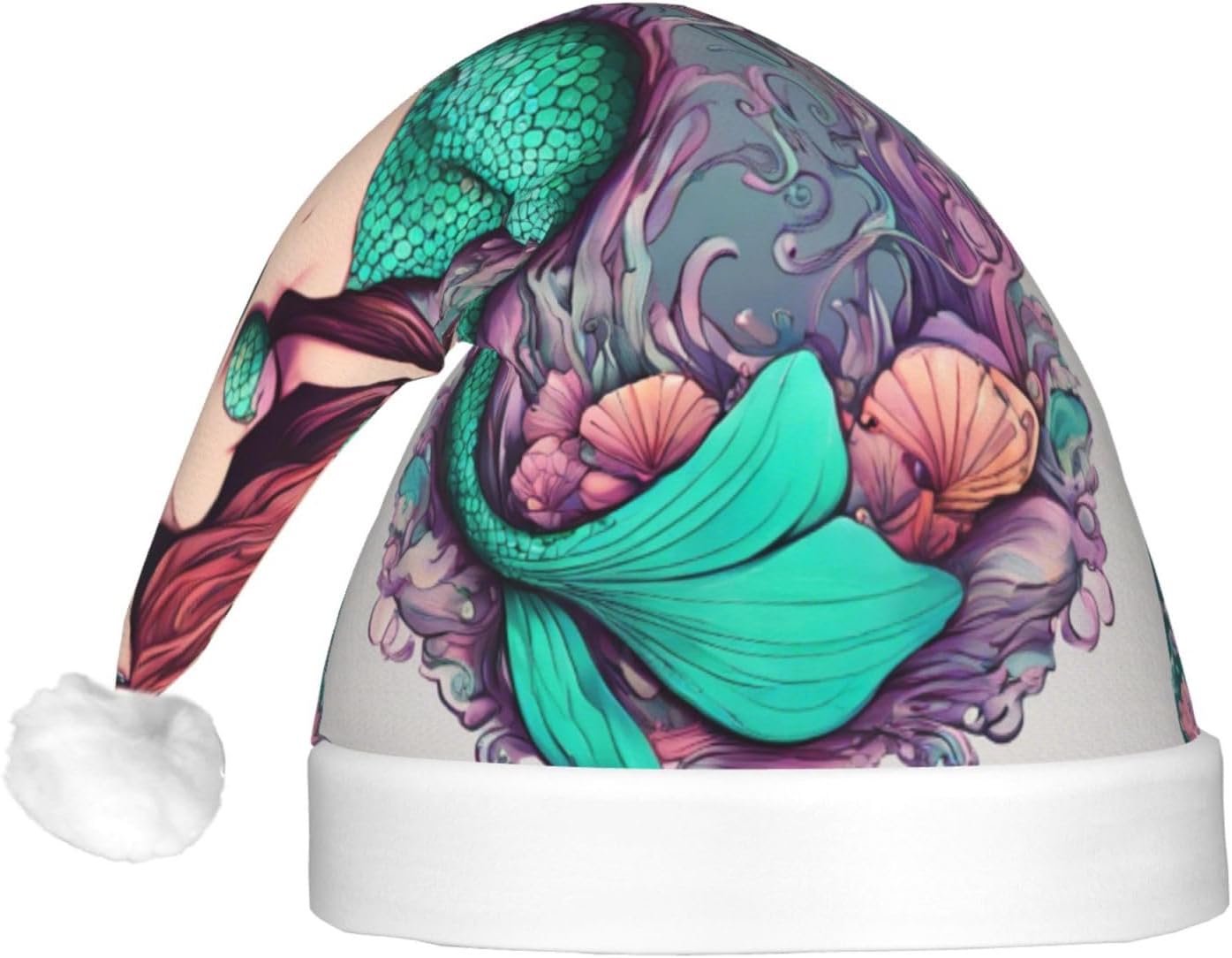 QINZHENG Mermaid Santa Hat with LED Lights