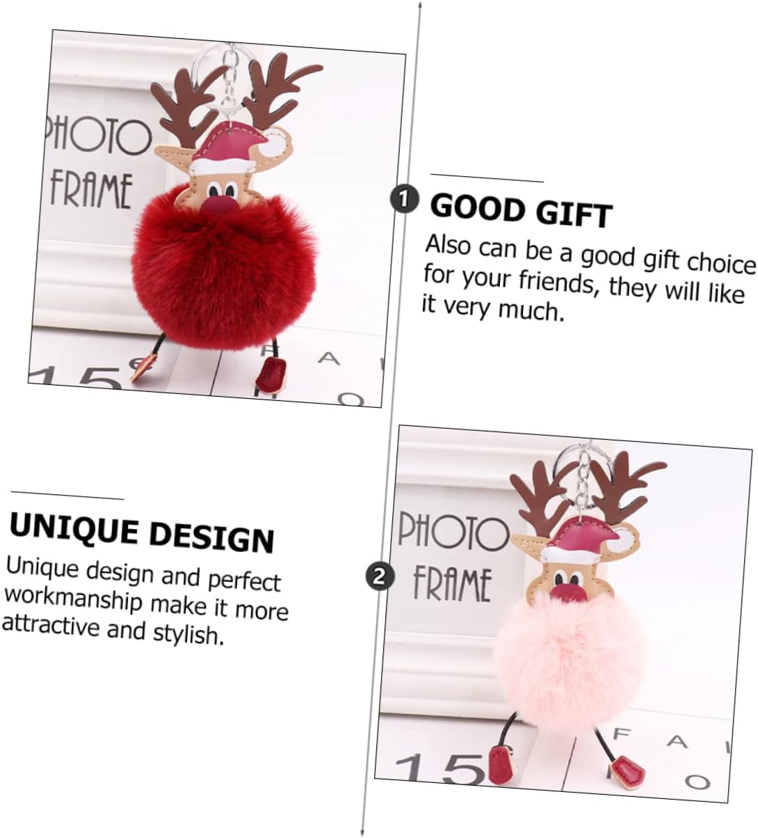 2pcs Christmas Elk Keychain Key Holder for Bags