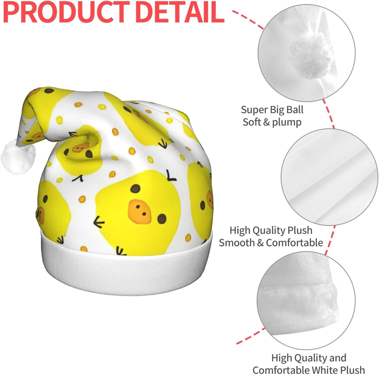 QINZHENG Yellow Chicken Santa Hat with LED Lights