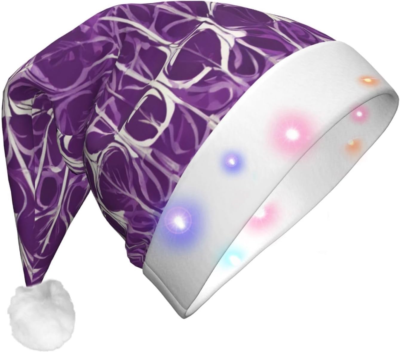 QinZheng Purple Pattern 02 LED Santa Hat for Adults