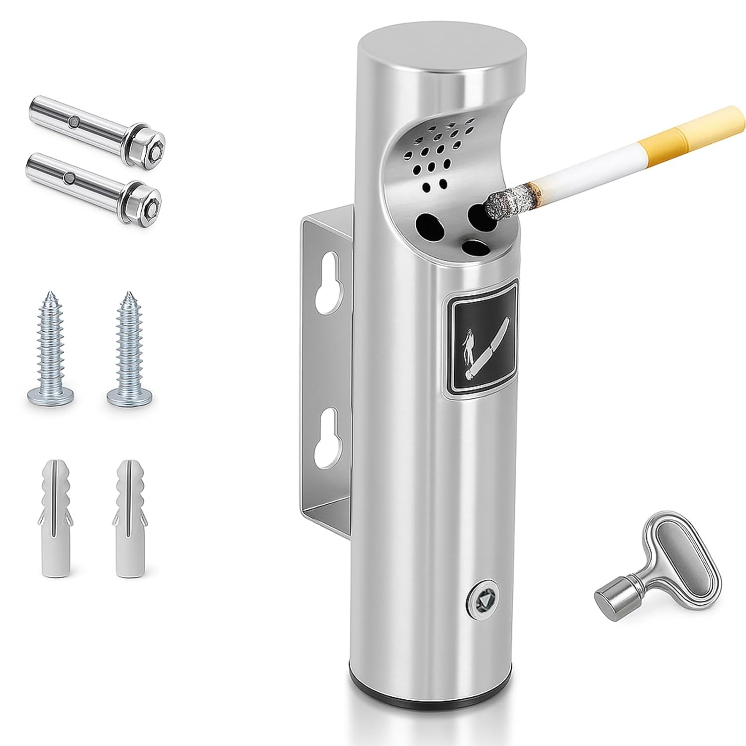 Wall Mounted Outdoor Stainless Steel Cigarette Butt Receptacle