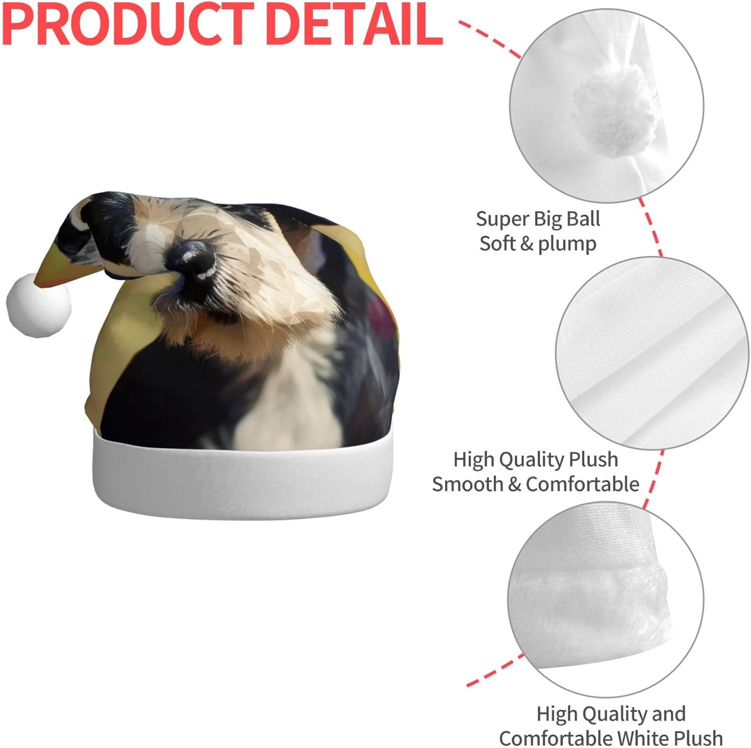 Dog2 Print Adult Christmas Santa Hat for Festive Party