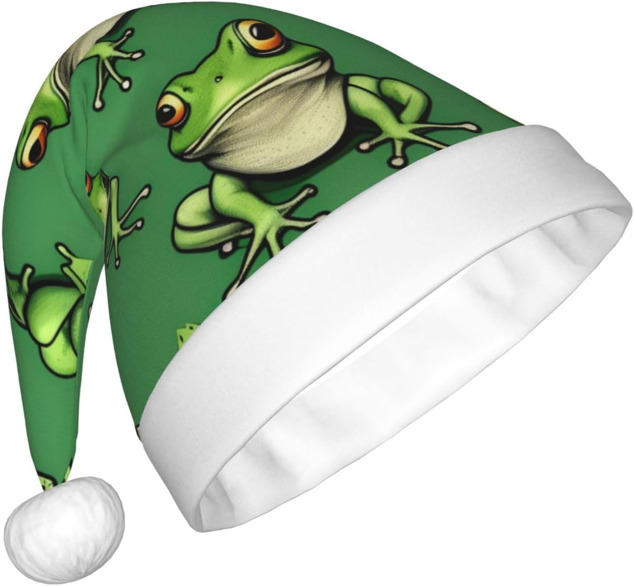 Funny Green Frogs Santa Hat Personalized Christmas Headwear for Women