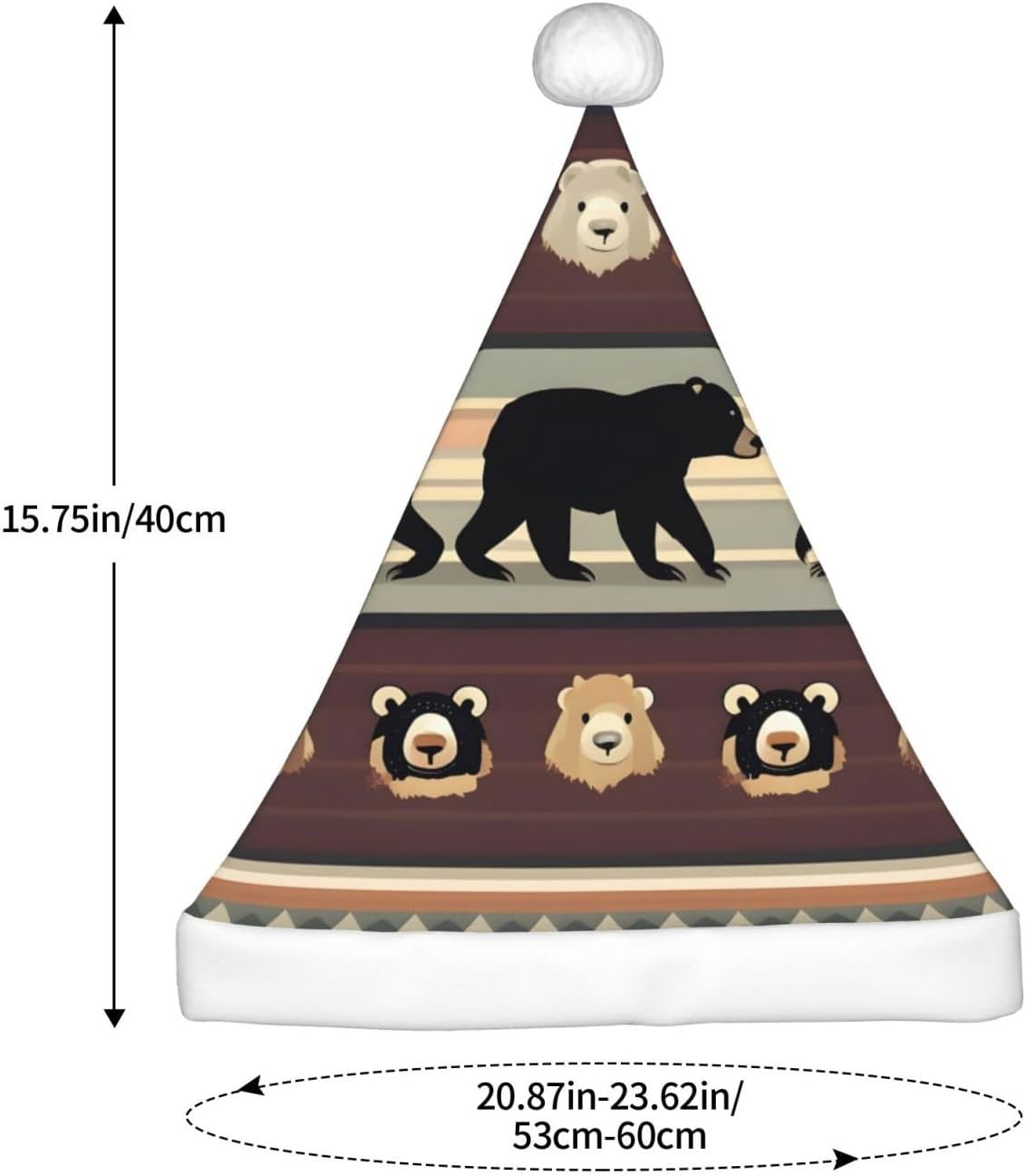 Personalized Santa Hat with Bear Print for Women