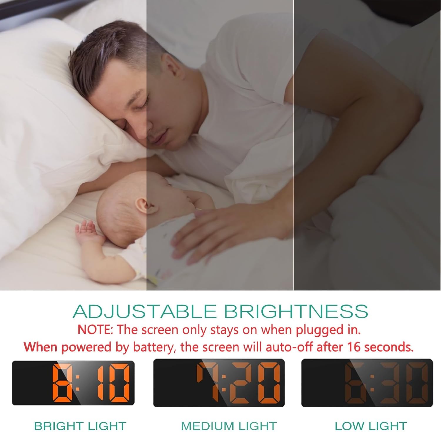 ORIA Digital Alarm Clock with 65 Inch Display