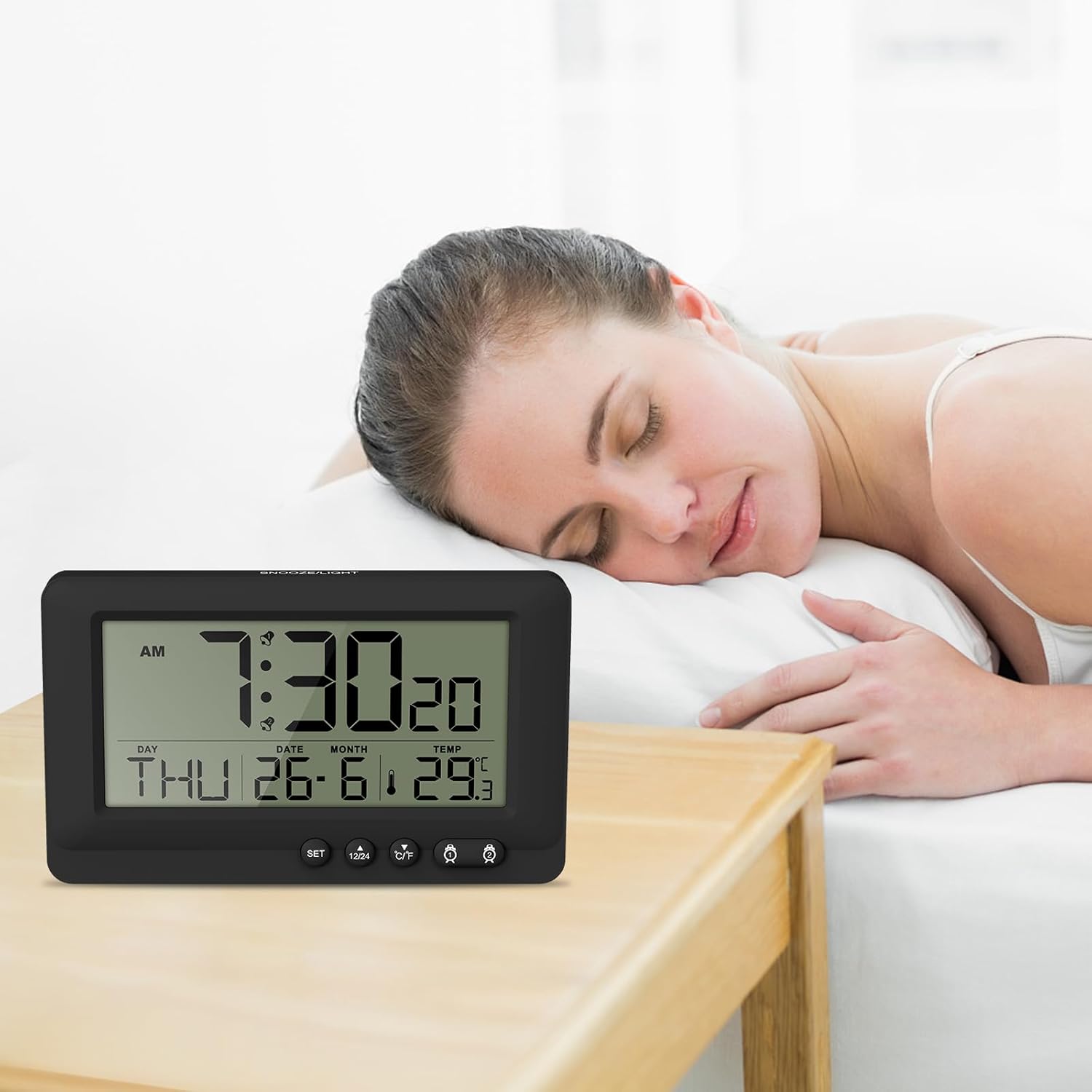 AMIR Travel Alarm Clock with LCD Display and Dual Alarms