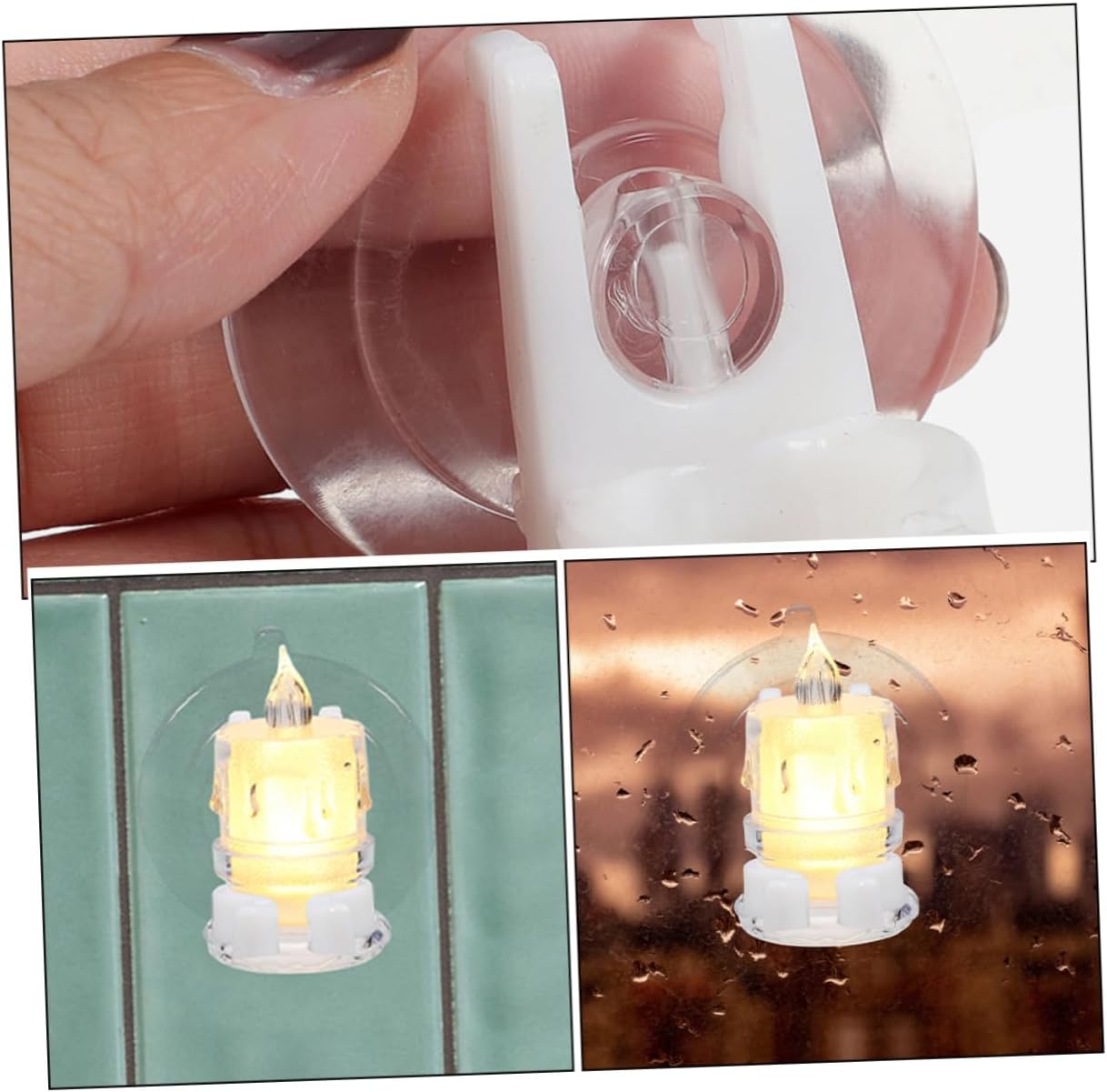 2pcs Transparent Suction Cup Candle Holders for Windows