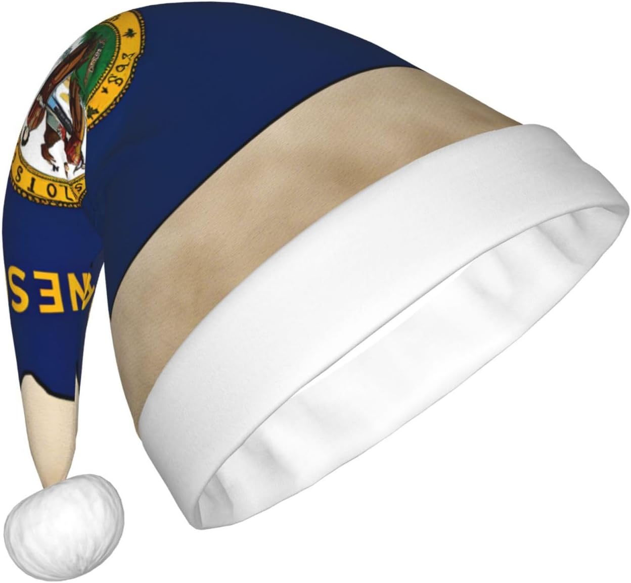 QINZHENG Abstract Minnesota Flag Santa Hat Velvet Plush Christmas Gift for Women