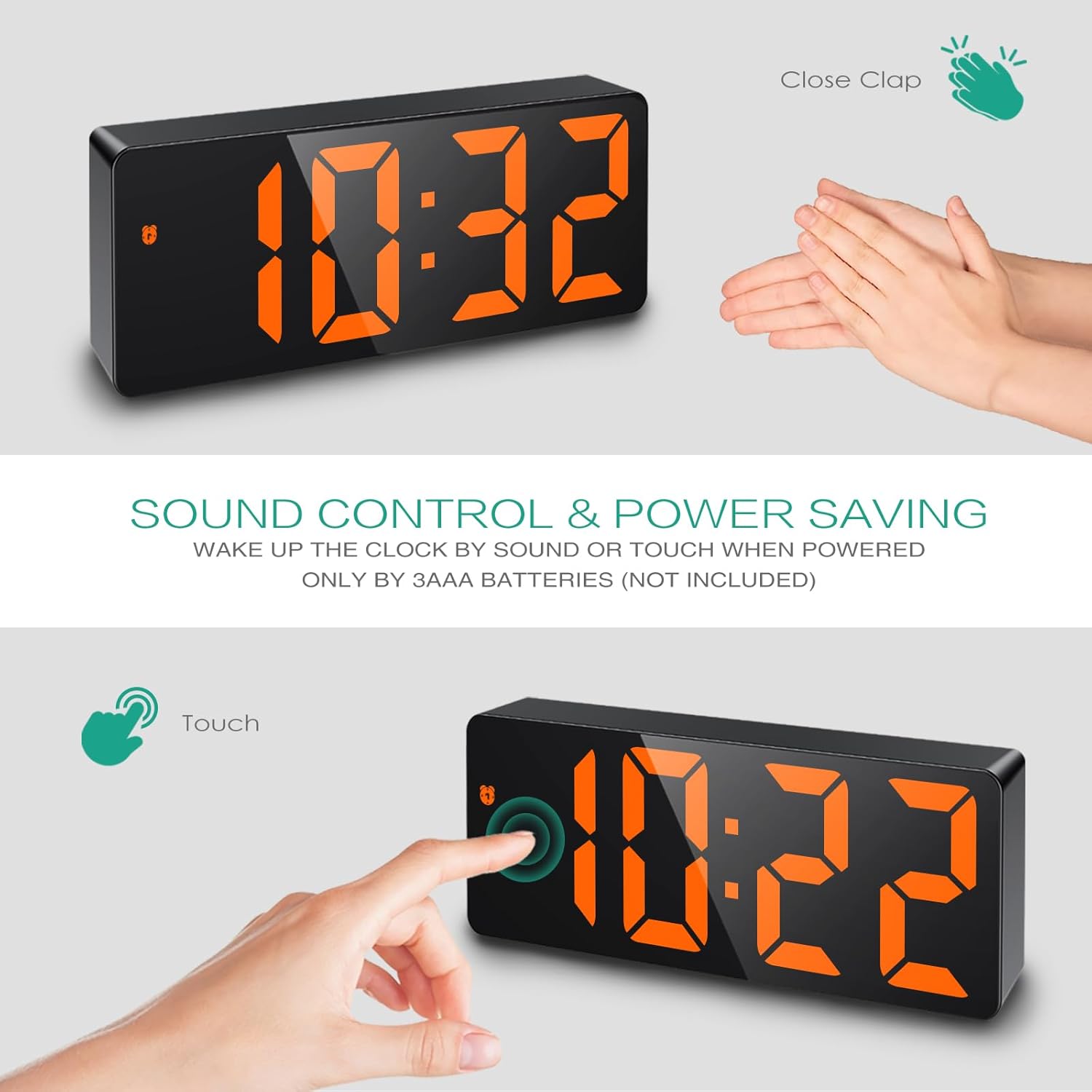 ORIA Digital Alarm Clock with 65 Inch Display