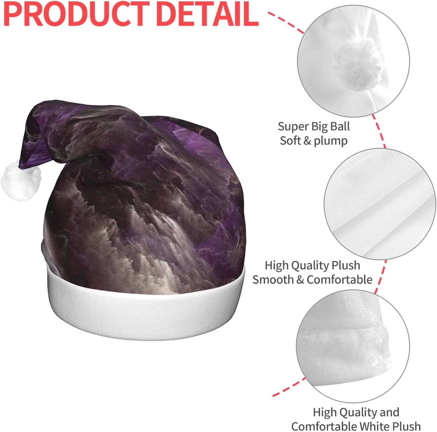 QINZHENG Purple Galaxy LED Santa Hat for Christmas Party