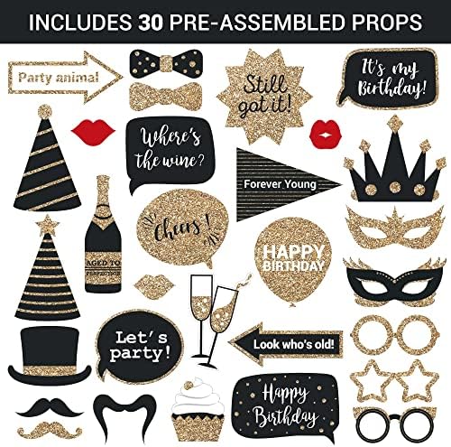 Perfect Occasion Fully Assembled Birthday Photo Booth Props 30 Piece Box Set