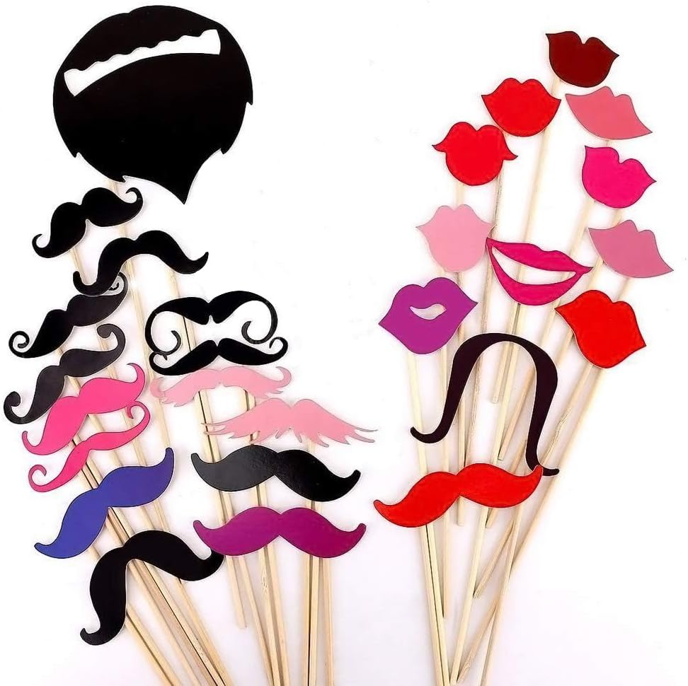 58 Piece Photo Booth Prop Set with Funny Costumes and Hats