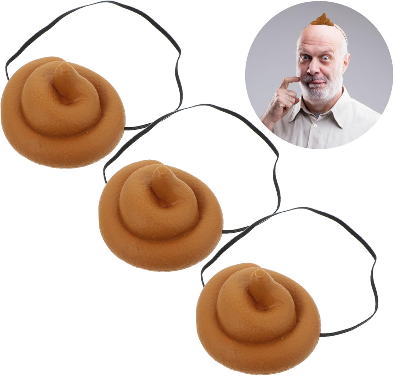 3pcs Simulation Poop Hat Prank Props for Adults and Kids