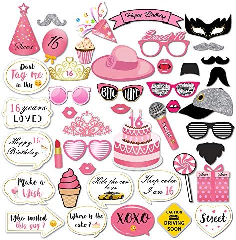 CC HOME Sweet 16 Photo Booth Props 44 Pcs