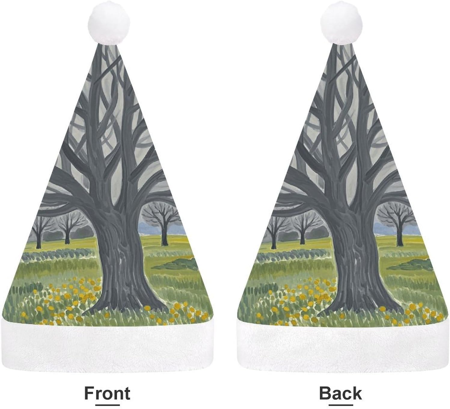 Santa Hat with Gray Tree Christmas Party Headwear