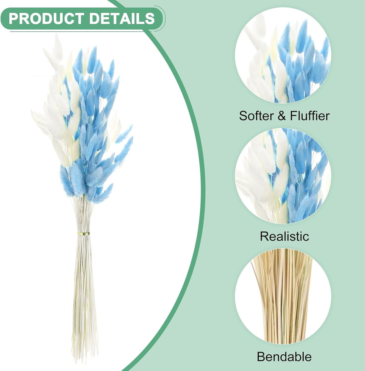 120-Pack Fluffy Bunny Tails Dried Grass Decor