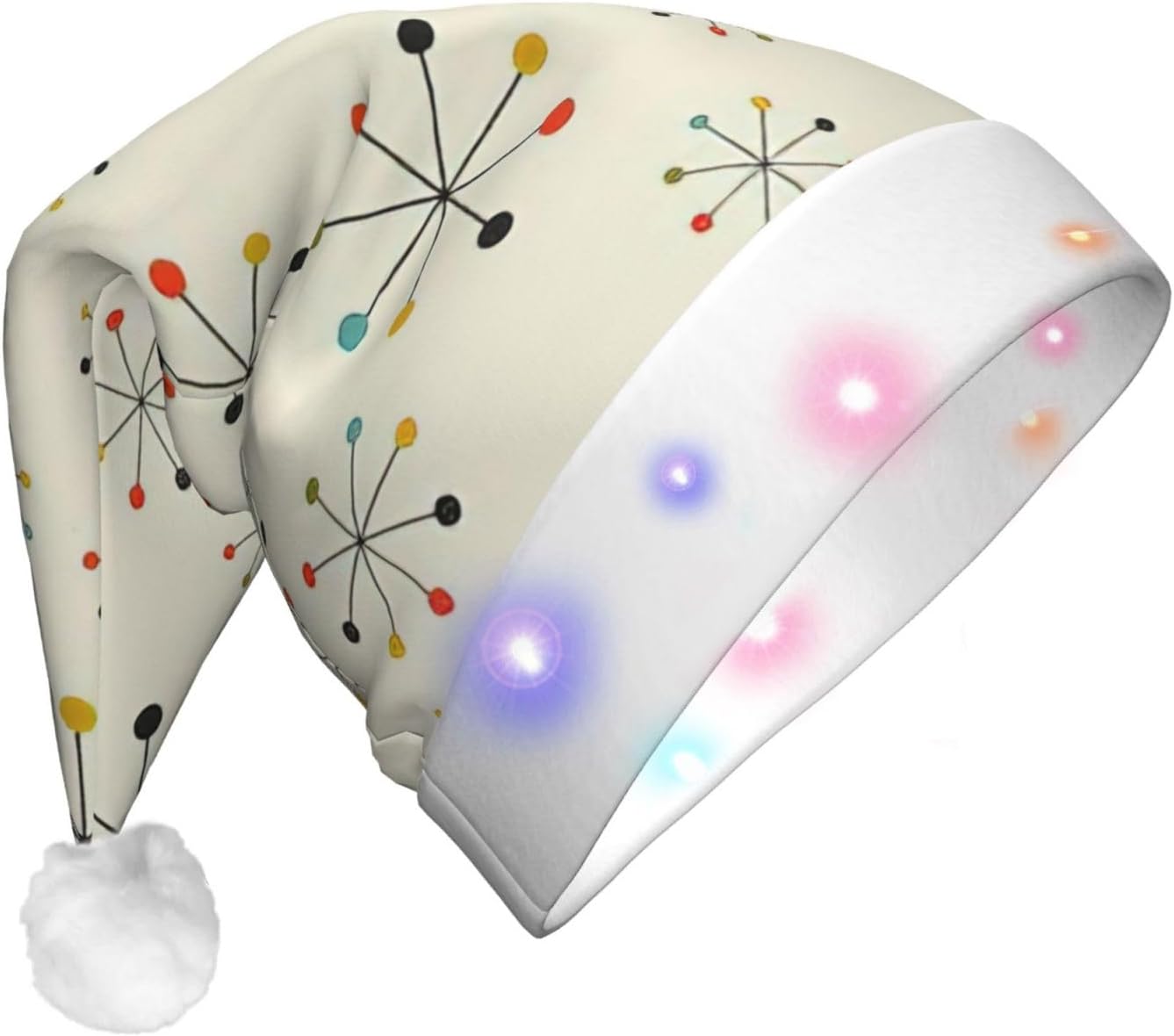 QINZHENG LED Christmas Santa Hat with Geometric Patterns