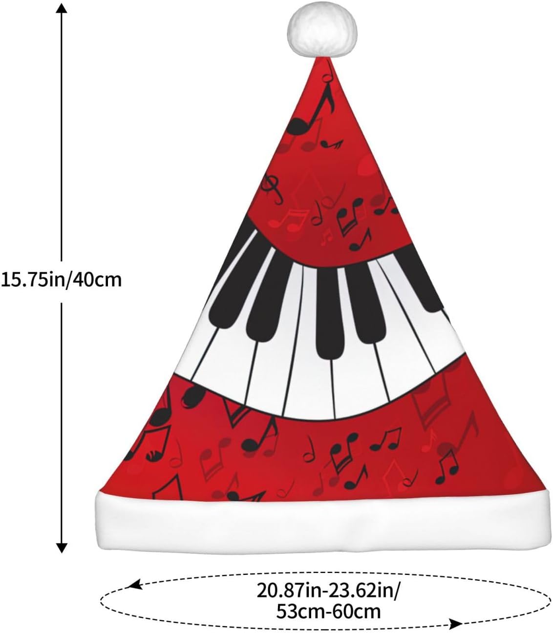 QINZHENG Music Note Santa Hat Velvet Plush Christmas Gift