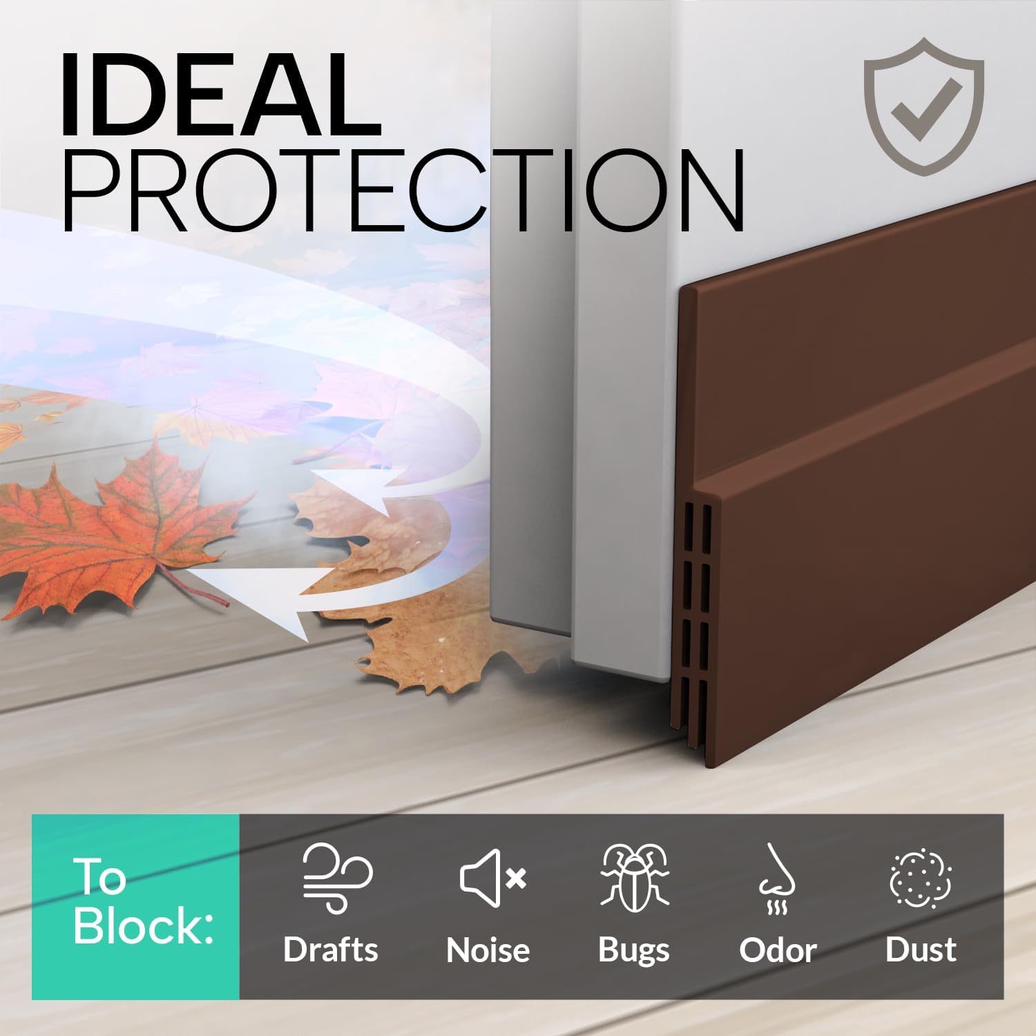 Vellure Door Draft Stopper - 2x39 Inch Brown Seal Strip