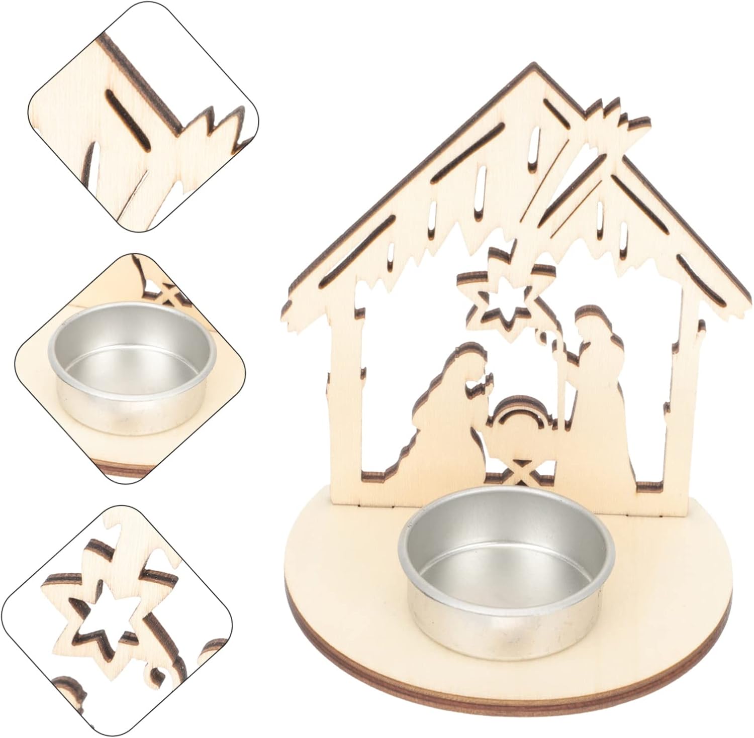 Mobestech 6pcs Wooden Candle Holders for Christmas Decor