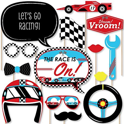 Big Dot of Happiness Lets Go Racing Photo Booth Props Kit 20 Count