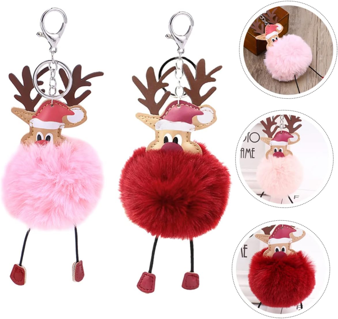 2pcs Christmas Elk Keychain Key Holder for Bags