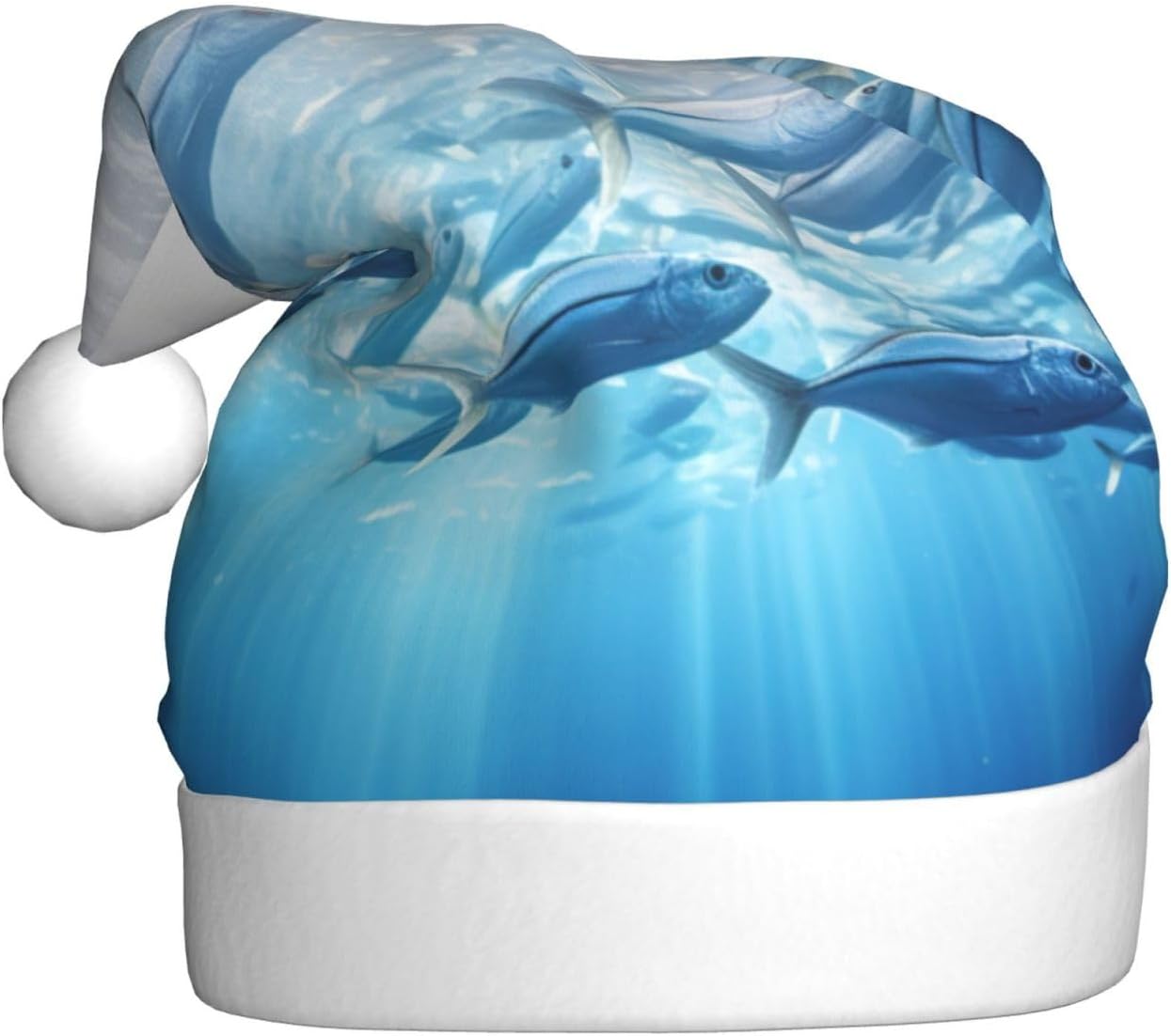 Personalized Santa Hat with Fishs HD Print for Women and Adults