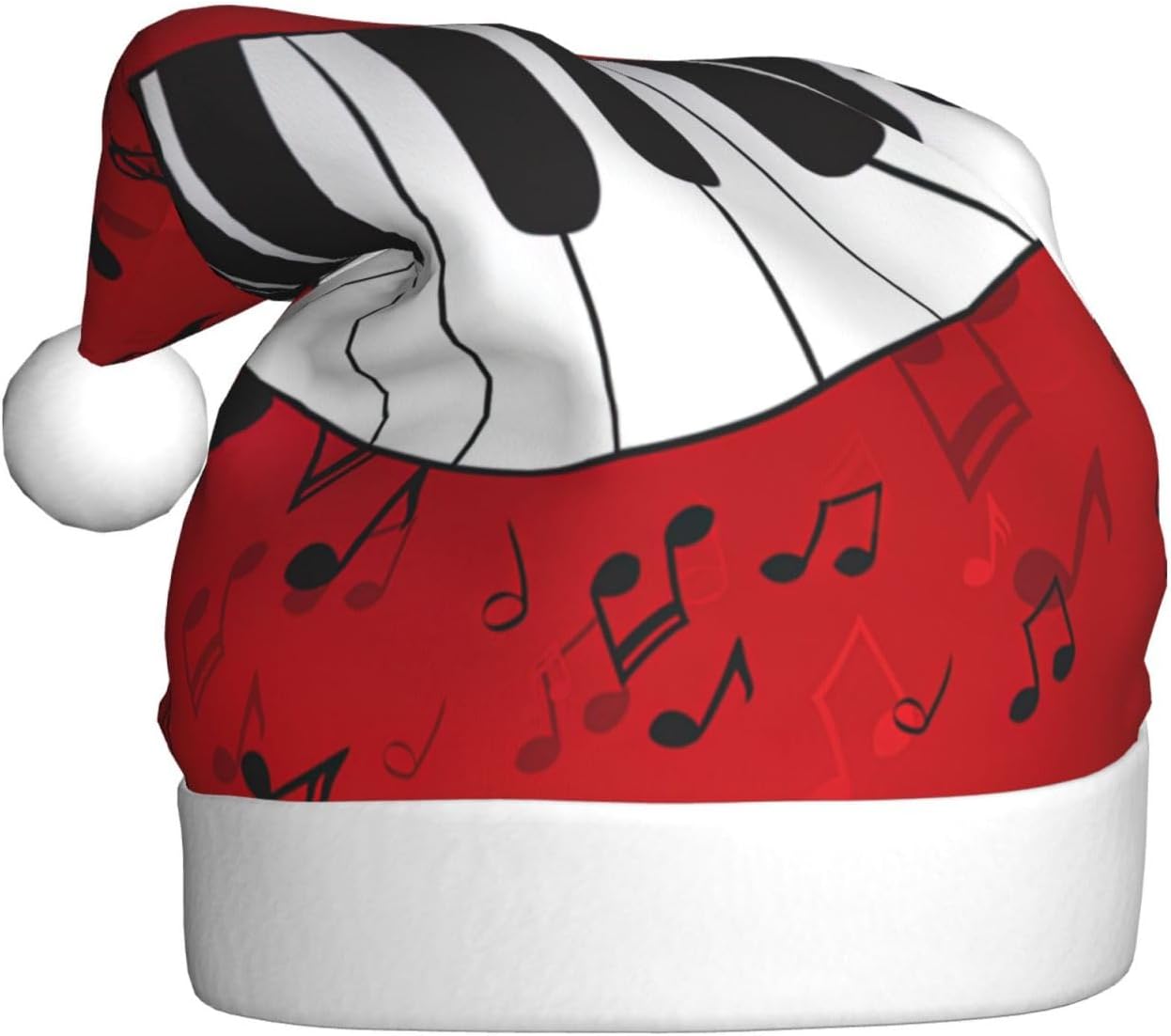 QINZHENG Music Note Santa Hat Velvet Plush Christmas Gift